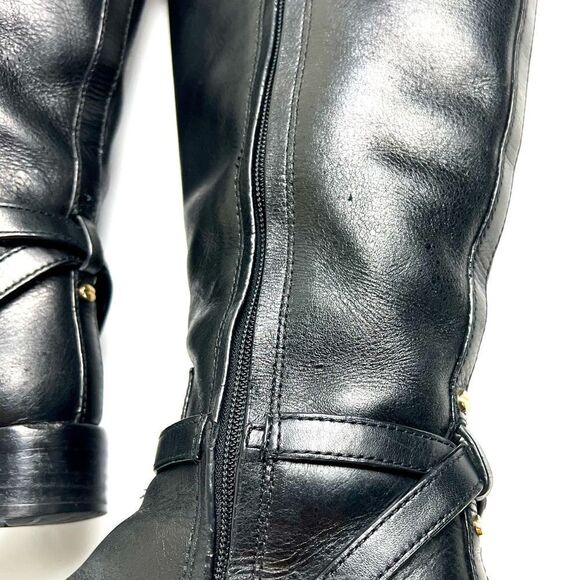 Tory Burch Teresa Black Leather Riding Boots - Picture 13 of 14